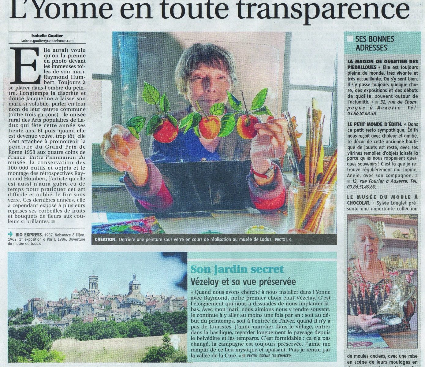 Article Yonne Magazine, mars 2016